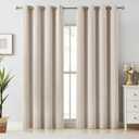 Melodieux Elegant Cotton Room Darkening Blackout Curtains for Living Room Bedroom Thermal Insulated Grommet Drapes, 52 by 84 Inch, Beige (1 Panel)