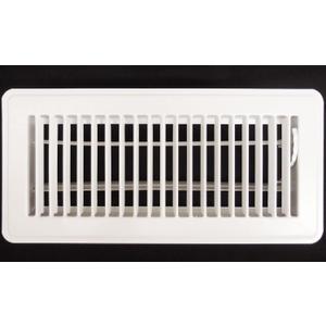 3" X 10" Floor Register with Louvered Design - Fixed Blades Return Supply Air Grill - with Damper & Lever - White