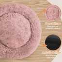 JOLLYVOGUE Calming Dog Bed Medium Size Dog, 31in Donut Washable Medium Pet Bed, Anti-Slip & Anti-Anxiety Fluffy Faux Fur Round Dogs Bed, Fits up to 45 lbs Pets (Dark Pink)