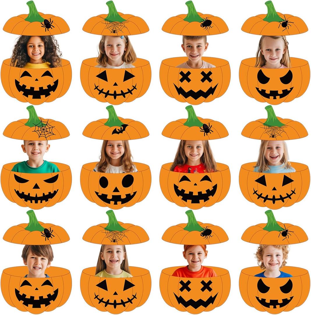 54 Pack Halloween Pumpkins Cutouts Spider Pumpkin Paper Cut-Outs Halloween Bulletin Board Decor with 100PCS Adhesive Dots for Spooky DIY Craft Photo Classroom Home Wall Halloweens Party Favor Supply
