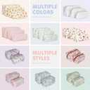 2 x 3 PCS Quilted Makeup Bag,Cute Floral Cotton Coquette Cosmetic Bag,Large Travel Toiletry Bag Makeup Brushes Storage Organizer for Women-Pink Floral