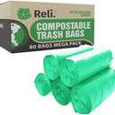 Reli. Compostable 33 Gallon Trash Bags | 80 Count Bulk | ASTM D6400 | Green | Eco-Friendly | For Compost