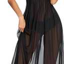 Avidlove Women Lingerie Lace Babydoll Nightdress Mesh Chemise V Neck Sleepwear (XX-Large, 1-black)