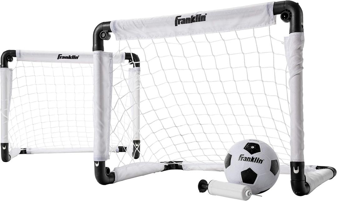Franklin Sports Kids Mini Soccer Goal Set - Backyard/Indoor Mini Net and Ball with Pump - 22" x 17"
