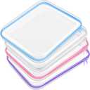 Hoolerry 4 Pcs Hard Clear Zipper Case Makeup Bags Plastic Zipper Pouch Transparent Storage Box Containers for Cosmetics, Snacks, Building Blocks, Puzzles(Clear,13.8 x 11.8 x 2 in,Multicolor)