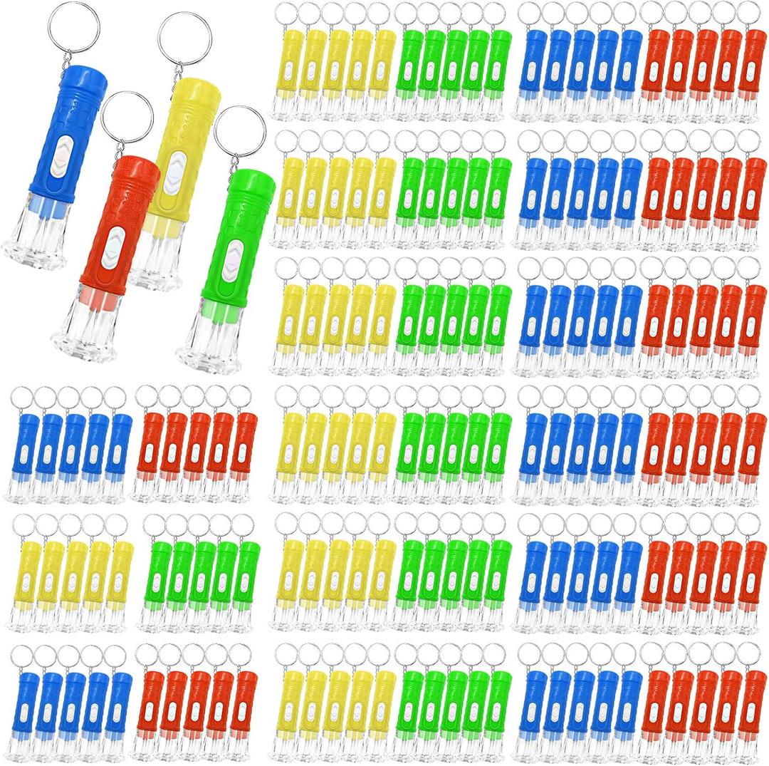 MioSeteoor 150 Pcs Mini LED Flashlight Keychain Bulk Mix Small Keyring Portable Torch for Hiking Camping Party Favors