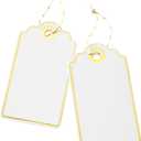 100 PCS 3.5 x 2 inches White Paper Gift Tags with String for Christmas by SUNCOLOR