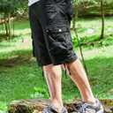 Cargo Shorts for Men Multi Pockets Mens Shorts Below Knee Casual Hiking Summer Shorts (Black), 48