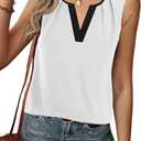 Avanova Sleeveless Blouses for Women V Neck Tank Top Work Business Casual Shirt White Small (White, S)