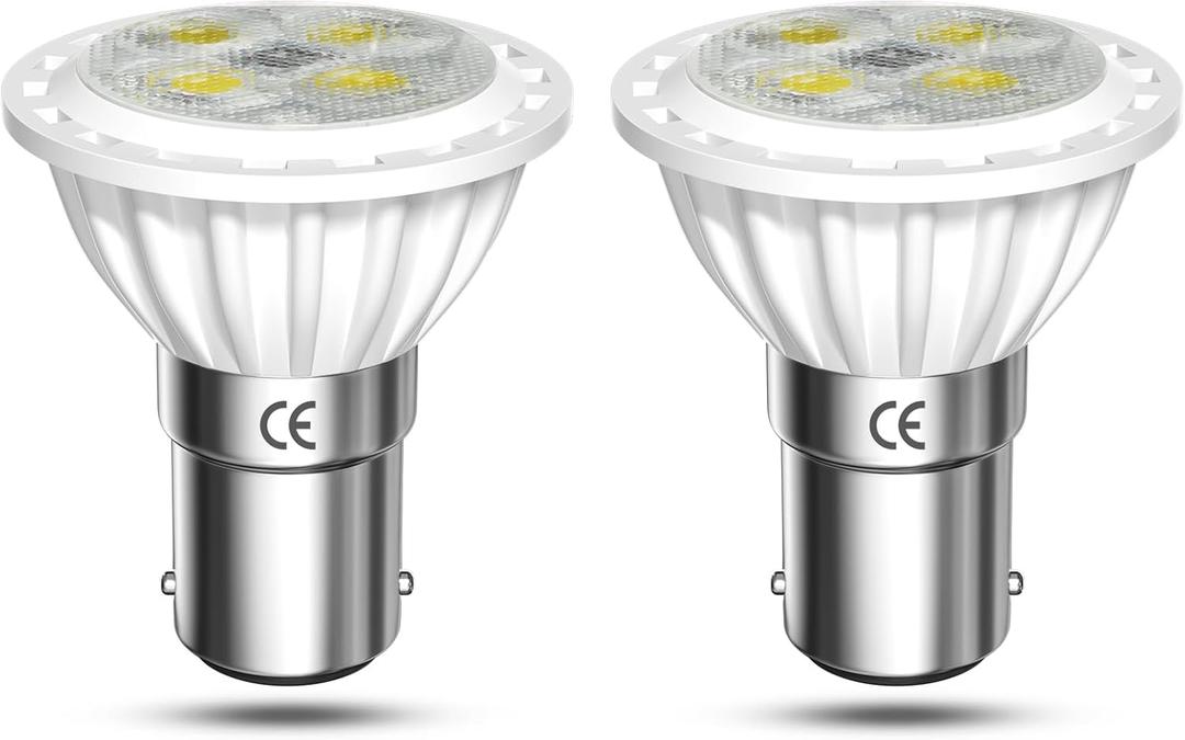 ALR12 BA15D LED Elevator Light - 6435/FR 12V BA15D Frosted Light Bulb 30W Halogen Replacement ALR12 Flood Light for RV Camper Trailer Motorhome Boat Lighting, Daylight 6000K, 2-Pack