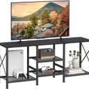 JARHETUN TV Stand for 55 Inch TV, Entertainment Center with 3-Tier Open Shelves, TV Console Table for Living Room, Bedroom, Black