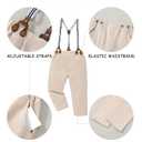 DISAUR Toddler Boy Clothes Suit, Formal Dress Shirt with Bowtie+Suspender Pants Boy Gentleman Wedding Outfits Green, 7-8t