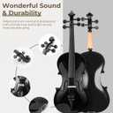 Vangoa 4/4 Full Size Beginner Violin Set, Acoustic Violin for Adults, Teens and Children over 11, Violin Beginner Set (with Hard Case, Rosin, Shoulder Rest, Bow, Spare Strings, Mutes and Black Set)