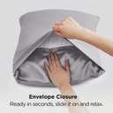 Bedsure Satin Pillowcases, Similar to Silk Pillowcase 2 Pack,Cooling Pillow Case for Sleeping Women with Envelope Closure, Gifts for Women Men, Dark Grey, Queen Size, 20x30 Inches, 2pcs