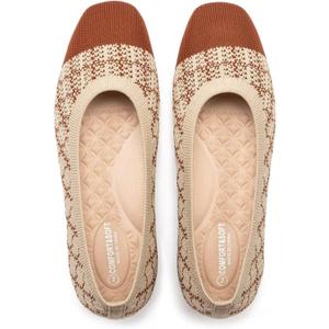 Frank Mully Women's Flats Square Toe Flats Comfortable Slip on Washable Ballet Flats Shoes for Women Dressy Work, 10, A-Carmel