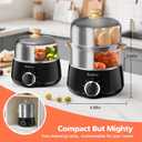 Hard Boiled Egg Cooker - CACHOO 14-Egg Rapid Stainless Steel Egg Boiler with 30-Min Timer & Auto Shut Off, Compact Electric Vegetable Steamer for Cooking, Dishwasher Safe, Black