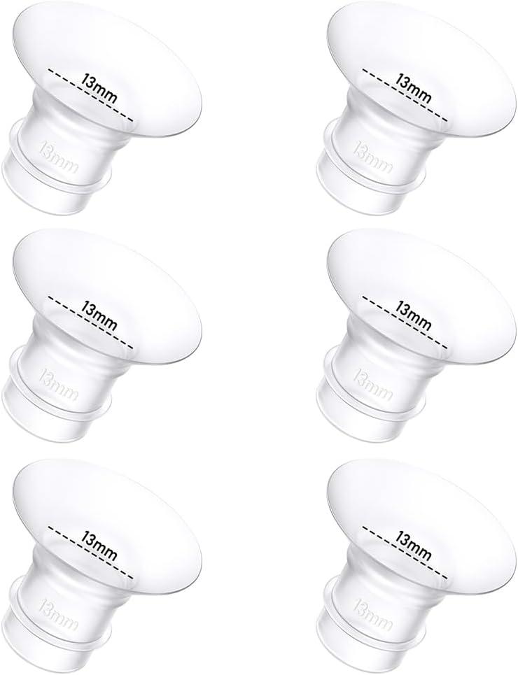 6Pcs Breast Pump Flange Insert 13mm Compatible with Momcozy/Spectra/Medela/eufy/Elvie/Lansinoh/Paruu P10 Breast Pump, Fit for Momcozy M5/M9/M6/V2 Pro/V2 pro/S12 Pro/eufy E10 S1 S1 Pro, 24mm Flange