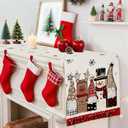 OTOSTAR Gnomes Snowman Elk Merry Christmas Table Runner, Xmas Seasonal Winter Holiday Kitchen Dining Table Decoration for Home Party Decor 13x36 Inch