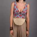 PRETYZOOM 1pc Chest Bag Waist Pouch Cross- Body Pouch Imitation Straw Woven Waist Bag (Light Brown)
