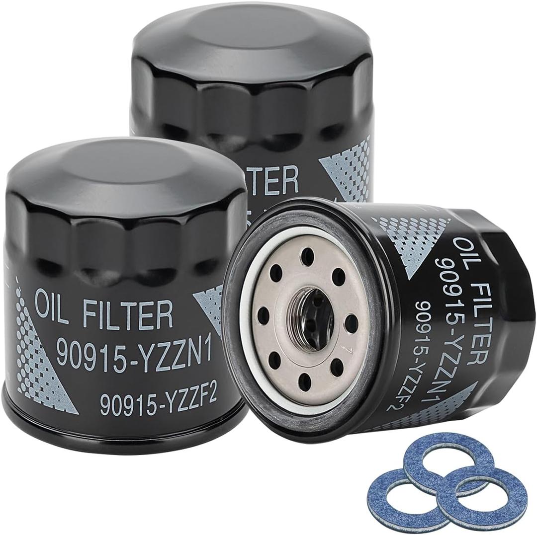 Non-OEM Aftermarket 90915-YZZN1 Oil Filter & Crush Washer |3-Pack | Fits Toyota 1984-2024 Avalon, Camry, Corolla, Prius, RAV4 & Lexus ES/NX/RX/TX/UX 2019-2024 | Replaces 90915-YZZF2, 90915-10009