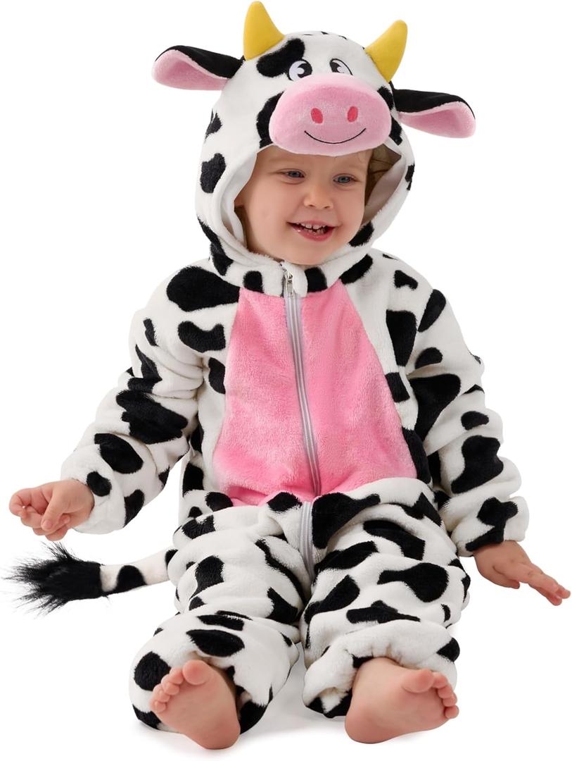 Spooktacular Creations Halloween Baby Cow Costume, Toddler Cow Jumpsuit (12-18months)