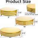 Goaste 3 Pack Metal Gold Cake Stand, 8"/10"/12" Round Cake Stands Set, Dessert Cupcake Display Stand Plate, Metal Display Risers for Pastry, Wedding, Birthday, Party, Anniversary, Table Decor, Events