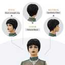 Pixie Cut Short Wig For Black Women Pixie Cut Wig Short Black Layered Wavy Wigs For Women Natural Wavy Short Wig(Natual Black)