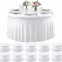 10 Pack White Spandex Round Tablecloths for 60inch Tables, 120 Inch Stretchy 5ft Round Fitted Tablecloth Wrinkle Free Washable Table Cloths Table Covers with Skirt for Wedding Party Birthday Banquet