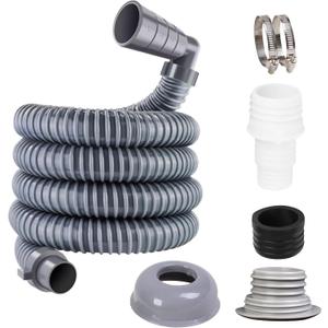 10ft Washing Machine Drain Hose,Universal Elbow Washer Drain Hose Extension Kit, 32.5mm/1.28" Large Diameter Washer Hose with 1 Adapter, 2 Clamps, 1 Seal Plug+Cap(3m) (9.84 ft)