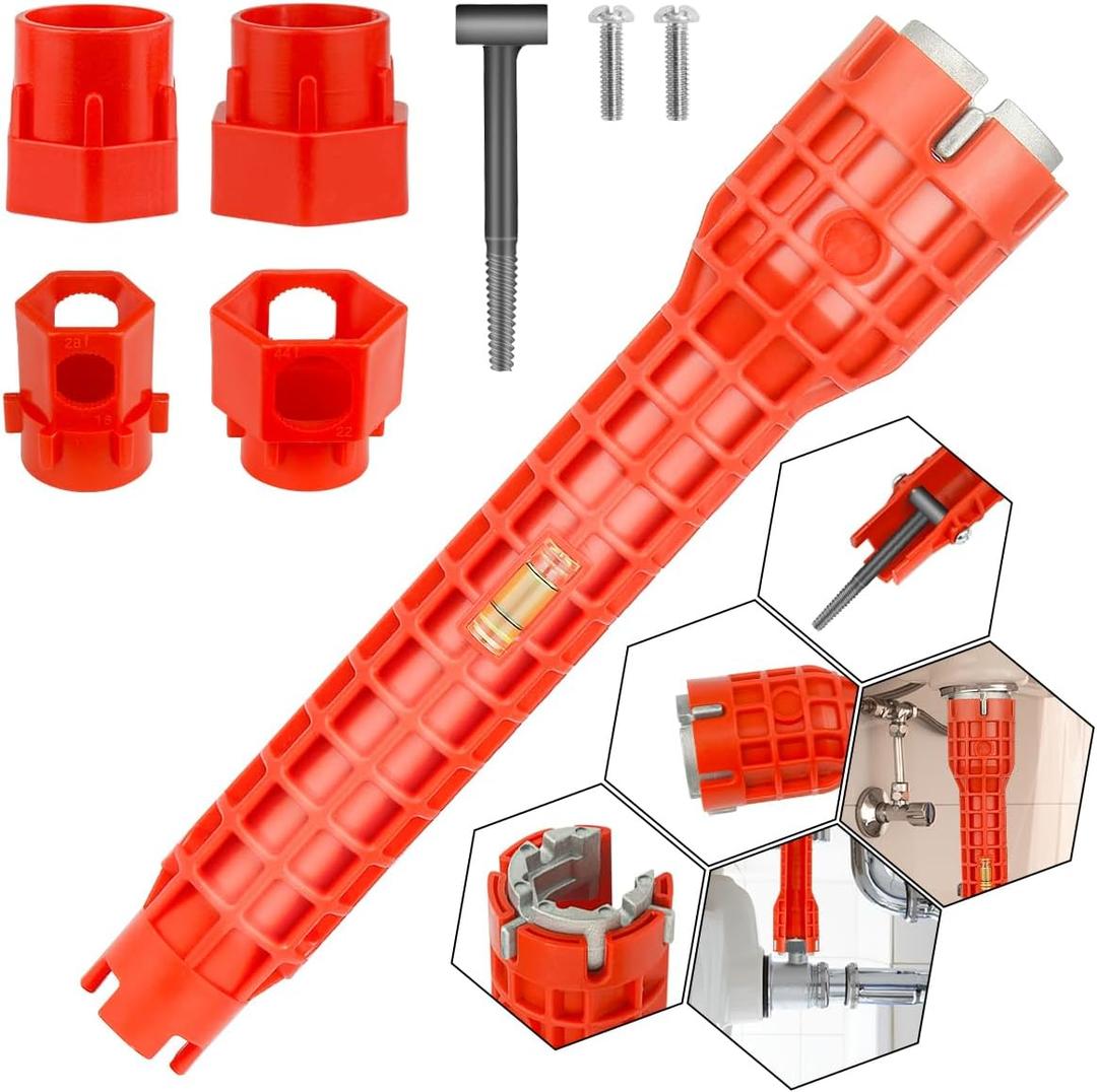 14 in 1 Faucet and Sink Installer,Faucet and Sink Wrench,Multifunctional Sink Wrench,Suitable for Installing Pipes under Bathrooms,Toilets,Kitchens,and SinksRed
