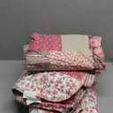 Cmfshape Romantic Patchwork Quilt Set Queen Size, Reversible Bedspread Coverlet 3-Piece, Floral Bed Cover Set with Pillow Shams, Lightweight Microfiber Bedding Set for All Season (Hot Pink, 90x90)