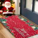 Christmas Doormat, Outdoor & Indoor Merry Christmas Door Mat Outside Holiday Door Mats for Front Door Entrances, 17"x30", Christmas Red