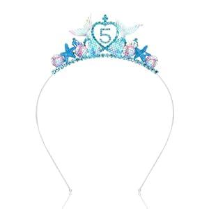 Jaciya Mermaid Birthday Decorations Blue Mermaid Tiara Silver Metal Headband 5 Year Old Girl Birthday Gifts Mermaid Tails for Girls Mermaid Party Favors