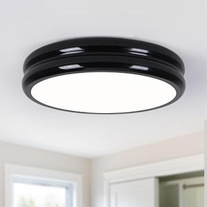 Modern LED Flush Mount Ceiling Light,Black 11.8 inch Round Ceiling Lighting Fixtures,4000K Ceiling Lamp for Kitchen Hallway Laundry Room Entryway (Not Dimmable)