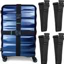 Untethered Luggage Straps | TSA-Approved Suitcase Belts with Heavy-Duty Buckles. Secure Adjustable Travel Accessories for Checked Bags. 4-Pack