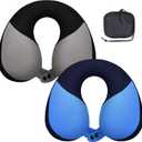 COOLBEBE Kids Travel Neck Pillow, Softly Headrest Travel Pillow for Car & Airplane, Traveling Gifts for Toddler & Children (Black & Blue)