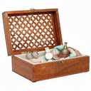 Mela Artisans Extra Large Wooden Keepsake Box | Medium Polish Memory box, Handcrafted Decorative Storage chest for Jewelry, Photos & Trinkets | Vintage Style storage Box | Trellis Design |10.5x7.5x4’’