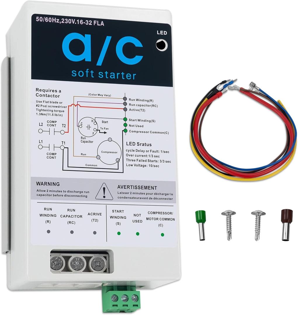 Eshcol AC Soft Start Kit for 4-7 Ton Air Conditioners, Suitable for Home, RV, Commercial Use, Generators, and Utility Power.Easy to Install with DIY Setup, Reduces Start-Up Current by 70%, 230V.