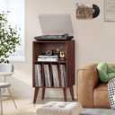 Lerliuo Record Player Stand, Walnut Turntable Stand Holds up to 160 Albums, 18.1 inches x 15.7 inches x 34.2 inches