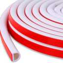 New Upgrade Silicone Door Weather Stripping Door Seal Strip, 19.7 Feet Self-Adhesive D-Shape Door Insulation Strip for Door Frame& Window, Seal Large Gaps, Easy to Cut & Install (M (3/8"W  5/16"T) 20FT, White)