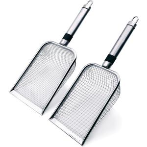 2pcs Gardening Soil Sifter with Stainless Steel Handle Sand Soil Compost Sifter 0.15/0.2 Inch Mesh Screen for Sand,Dirt, Rock,Compost,Filtration