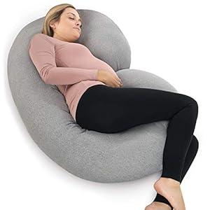 Pharmedoc Pregnancy Pillows, U-Shape Full Body Pillow -Removable Cover Jumbo Size - Gray - Pregnancy Pillows for Sleeping - Body Pillows for Adults, Maternity Pillow and Pregnancy Must Haves