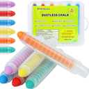 Dustless Chalk for Kids - 6 PCS Colored Dust-free Twistable Toddler Chalk with Plastic Holder, Non-toxic Washable Easter Sidewalk Chalk for Chalkboard Drawing & Writing - Gift Box Packed