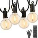 Brightown Outdoor String Lights, 38FT 15 Shatterproof LED Bulbs with Remote, Waterproof Dimmable Patio Hanging Lamps for Porch, Balcony, Bistro, Cafe, Deck, Backyard
