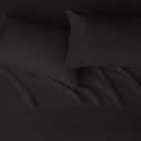 Amazon Basics Lightweight Super Soft Easy Care Breathable Microfiber 4-Piece Bed Sheet Set with 14-Inch Deep Pockets, Wrinkle Resistant, Full, Black, Solid