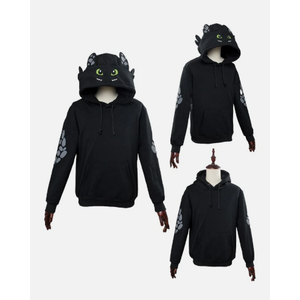 Adult Dragon Toothless Furry Pullover Hoodie Cosplay Sweatshirt Coat Jacket Suit (X-Large, Black)