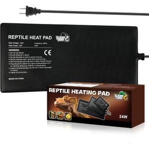 LUCKY HERP Reptile Heat Pad 8x18 Inch 24W Under Tank Terrarium Heating Mat, Reptile Heat Mat, Reptile Heating Pad for Turtle, Lizard, Hermit Crab, Frog, Snake