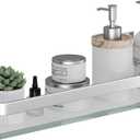 Danpoo Clear Tempered Glass Wall Shelf, Wall-Mounted Organizer for Bathroom, Kitchen(Matte Silver)