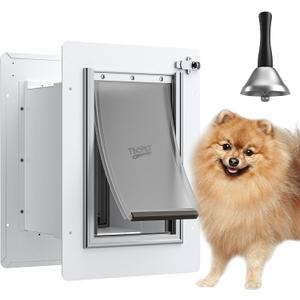 Pet Door for Wall with Secure Aluminum Lock, Steel Frame and Telescoping Tunnel, Double Silicone Flaps Dog Doggy Door and Cat Door Suitable for All Pets, Strong & Durable (Pets Up to 12 Lb) -Small
