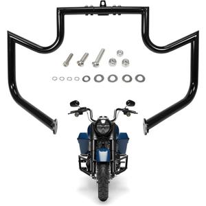Crash Bar Engine Guard Freeway Highway Bar Fit for Harley Davidson 2009-2023 Touring & Trike Models Road King Road Glide Street Glide Electra Glide CVO, Gloss Black, One Year Quality Assurance